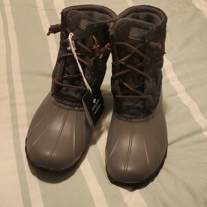 Sperry Charcoal Duck Boots with Tan Laces